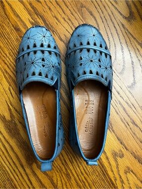 Spring Step blue Perforated Leather Slip-On Flats